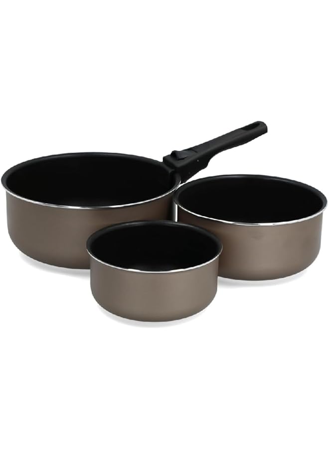 بيرجنر طقم أواني صلصة متينة من 3 قطع بمقبض قابل للإزالة باللونين الأسود والرمادي Bg 34802 - Image 2