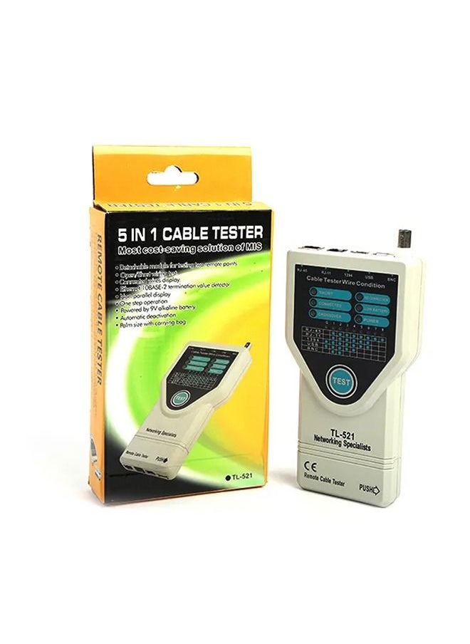 ماركة غير محددة - جهاز اختبار وتعقب اطراف الكابلات للتاكد من سلامة التوصيلات RJ11 – RJ45 – BNC – 1394 – BNC / موديل TL-521 - Image 1
