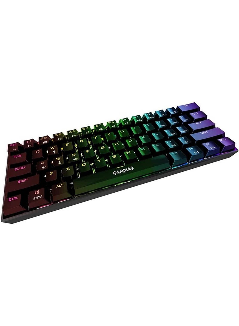 GAMDIAS لوحة مفاتيح الألعاب الميكانيكية RGB من GAMDIAS هيرميس E3، 61 مفتاح، 19 تأثير إضاءة مدمج، مفاتيح بصرية معتمدة، وظيفة N-Key Rollover وAnti-Ghosting - Image 2