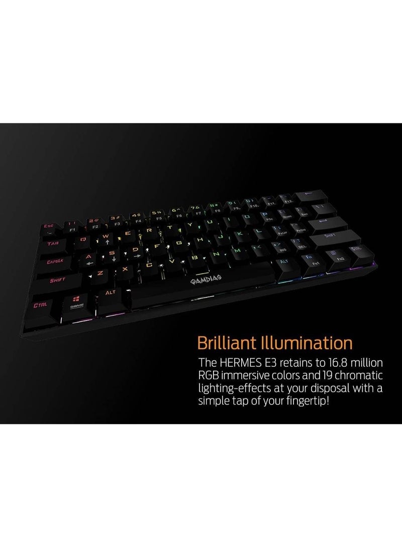 GAMDIAS لوحة مفاتيح الألعاب الميكانيكية RGB من GAMDIAS هيرميس E3، 61 مفتاح، 19 تأثير إضاءة مدمج، مفاتيح بصرية معتمدة، وظيفة N-Key Rollover وAnti-Ghosting - Image 5