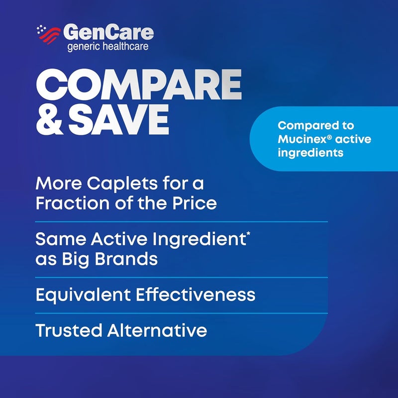 GenCare Mucus Relief Expectorant Guaifenesin 400 mg 200 Tablets Value Pack Fast Acting Thinning of Mucus for Colds Chest Congestion Flu Coughing and Allergies - Image 5