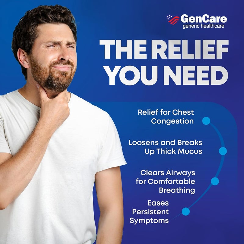 GenCare Mucus Relief Expectorant Guaifenesin 400 mg 200 Tablets Value Pack Fast Acting Thinning of Mucus for Colds Chest Congestion Flu Coughing and Allergies - Image 4