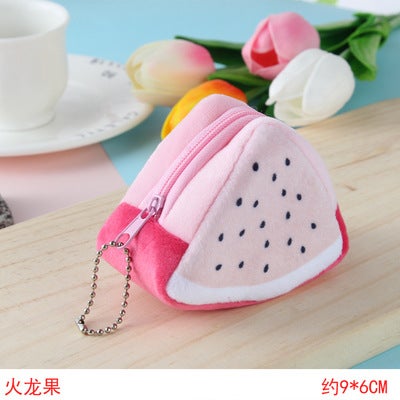 Creative Plush Fruit Coin Purse Keychain Dragon fruit 