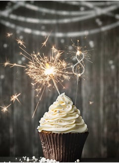 Silver Sparkler Candle - Number 8