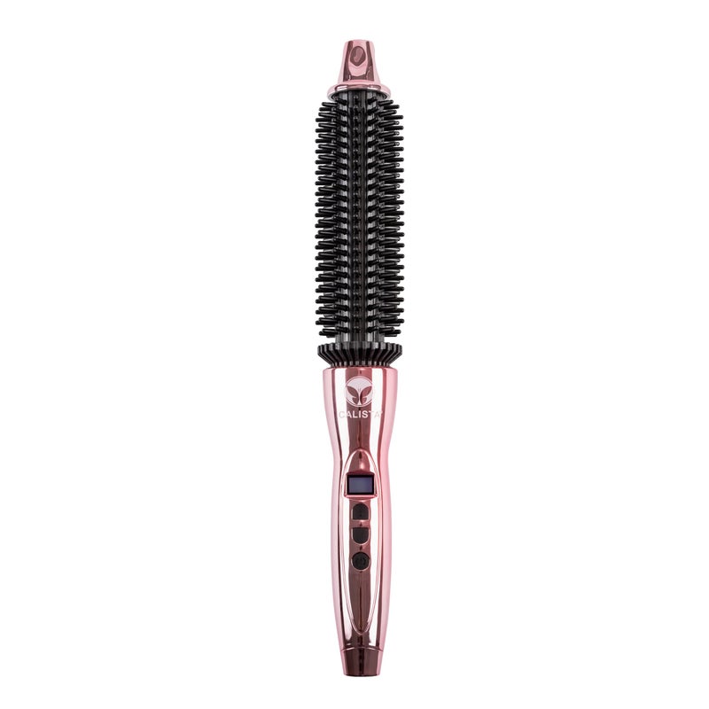 CALISTA Perfecter Pro Heated Round Brush, Lift, Volumize, and Style with No Heat Damage for Healthier Looking Hair, 1" For Waves & Shoulder Length Hair, Dual Voltage & Adjustable Temp, Rose Gold