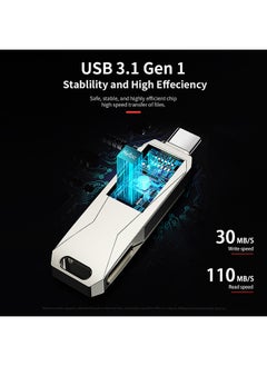 نيتاك مقبس فلاش درايف بمنفذ Type-C USB مزدوج سعة 64 جيجابايت U782C_2 فضي  - Image 3