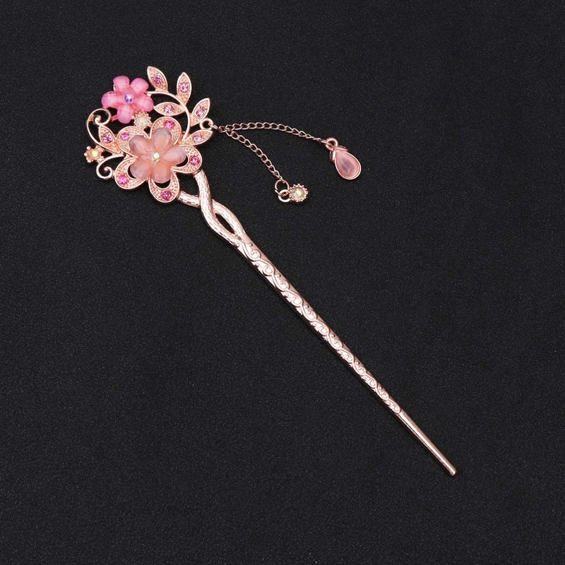 Lurrose Rhinestone Pearl Flower Hair Stick Chinese Hair Chopsticks Vintage Retro Tassel Hair Pin Hair Styling Hair Making Accessories for Long Hair for Women Girls - Image 5