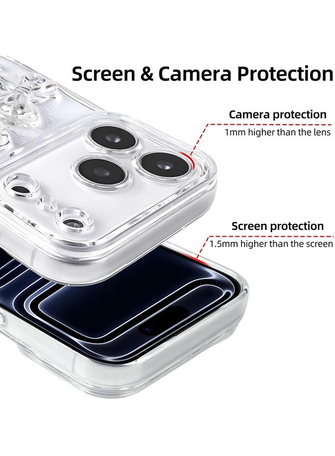دبليو أف أف أو متوافق مع غطاء iPhone 17 Pro Max - غطاء هاتف فتاة لامع بعقدة ثلاثية الأبعاد - غطاء هاتف شفاف - غطاء هاتف فتاة لامع بذرة جمالية - حماية ضد السقوط من TPU - مع حبل معصم - Image 2