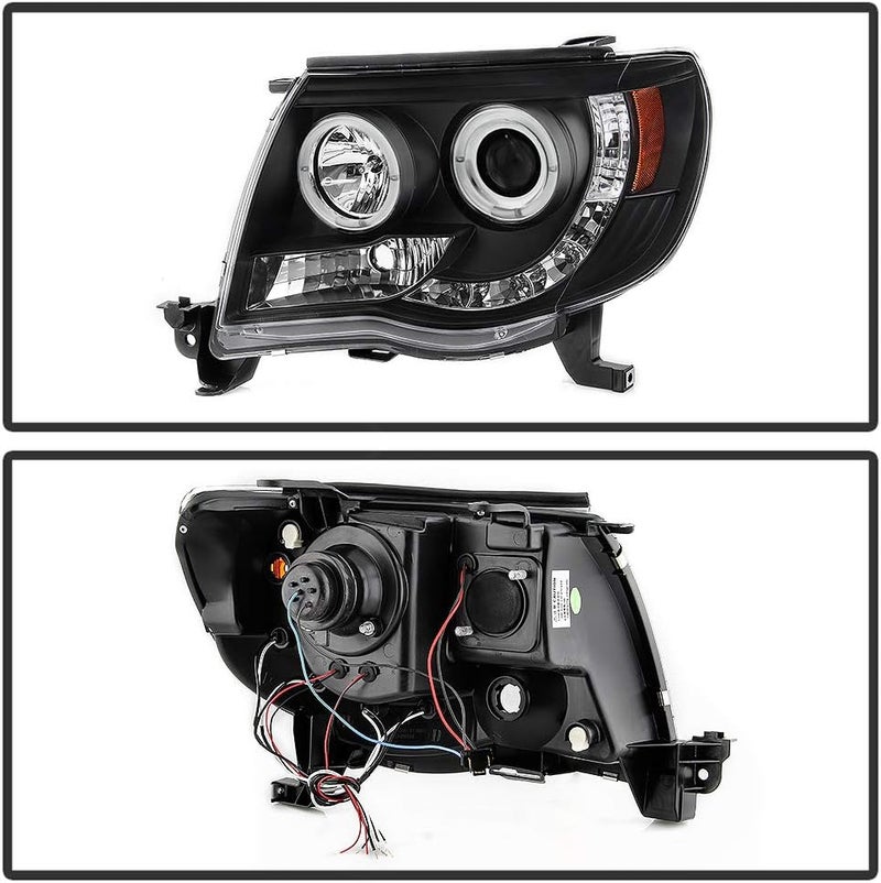 ACANII LED DRL Halo Ring Black Housing Projector Headlights for 2005-2011 Toyota Tacoma - Image 2