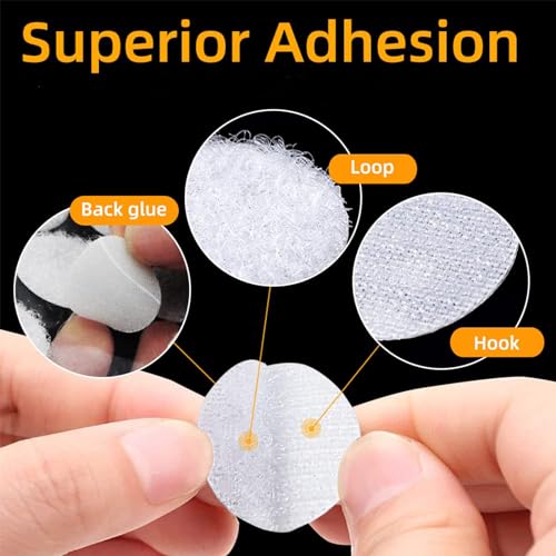 Jubobu Hook and Loop Fastener with Adhesive 100 Pairs Dots Hook,20 MM Diameter with Waterproof Sticky Glue,Suitable for Toy DIY, Daily Life/Office Storage - Image 4