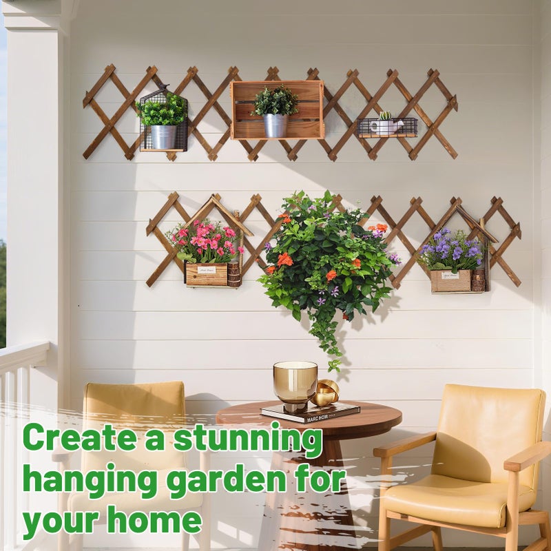 ANPHSIN Pack of 2 Extra Thick Wooden Wall Trellis- Expandable Wall Planter Lattice Panels for Climbing Plants, Hanging Vertical Plant Support Fence Frame Outdoor Indoor for Balcony Patio Garden Room - Image 2