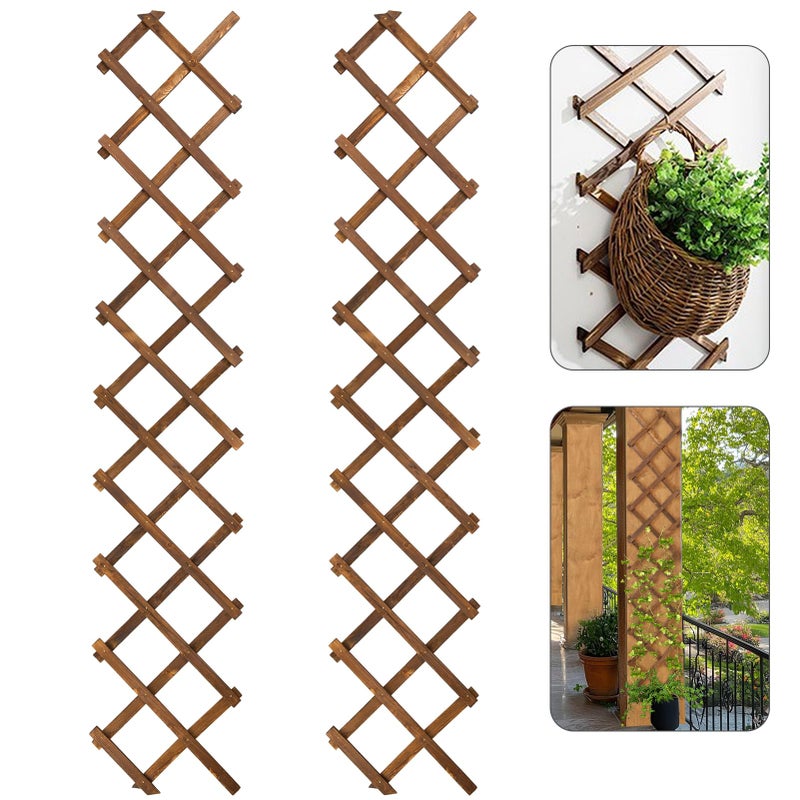 ANPHSIN Pack of 2 Extra Thick Wooden Wall Trellis- Expandable Wall Planter Lattice Panels for Climbing Plants, Hanging Vertical Plant Support Fence Frame Outdoor Indoor for Balcony Patio Garden Room - Image 1