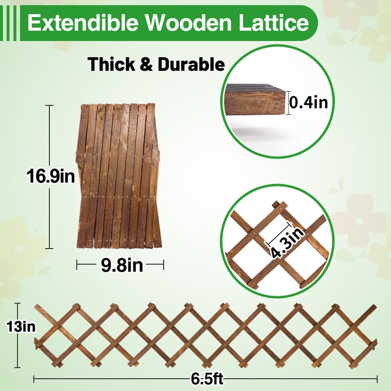 ANPHSIN Pack of 2 Extra Thick Wooden Wall Trellis- Expandable Wall Planter Lattice Panels for Climbing Plants, Hanging Vertical Plant Support Fence Frame Outdoor Indoor for Balcony Patio Garden Room - Image 5