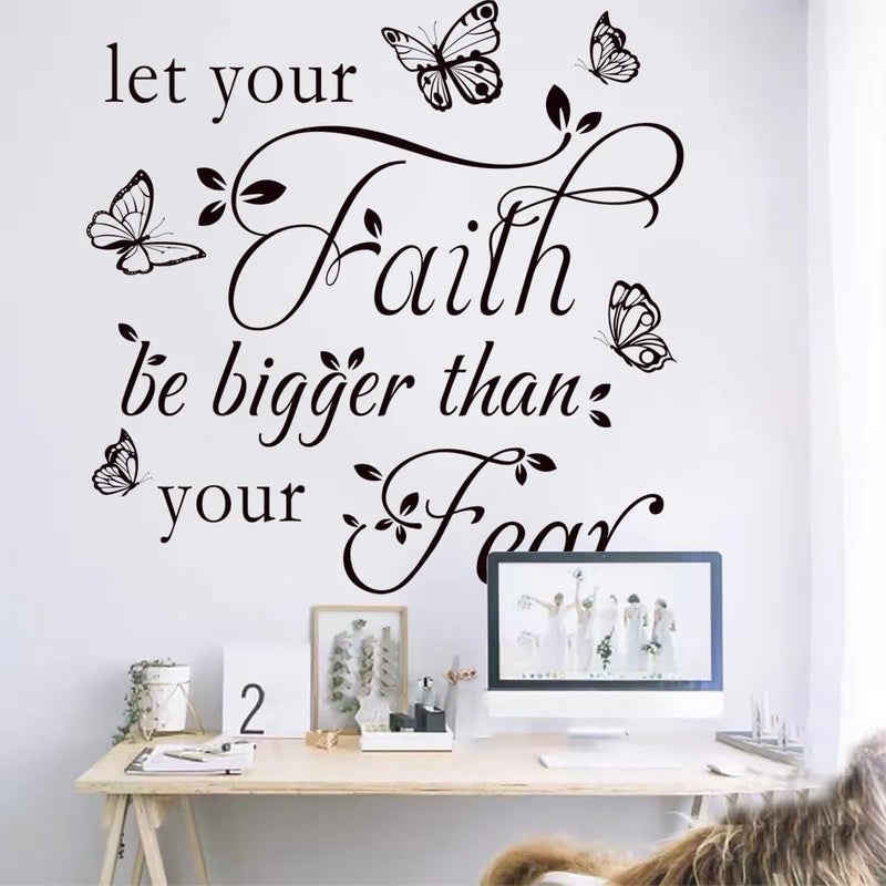 Datesno Inspirational Wall Decal Sticker Quotes Vinyl Wall Stickers Let Your Faith Be Bigger Than Your Fear Motivational Saying Positive Quote Handwriting Art Letters Home Decor - Image 3