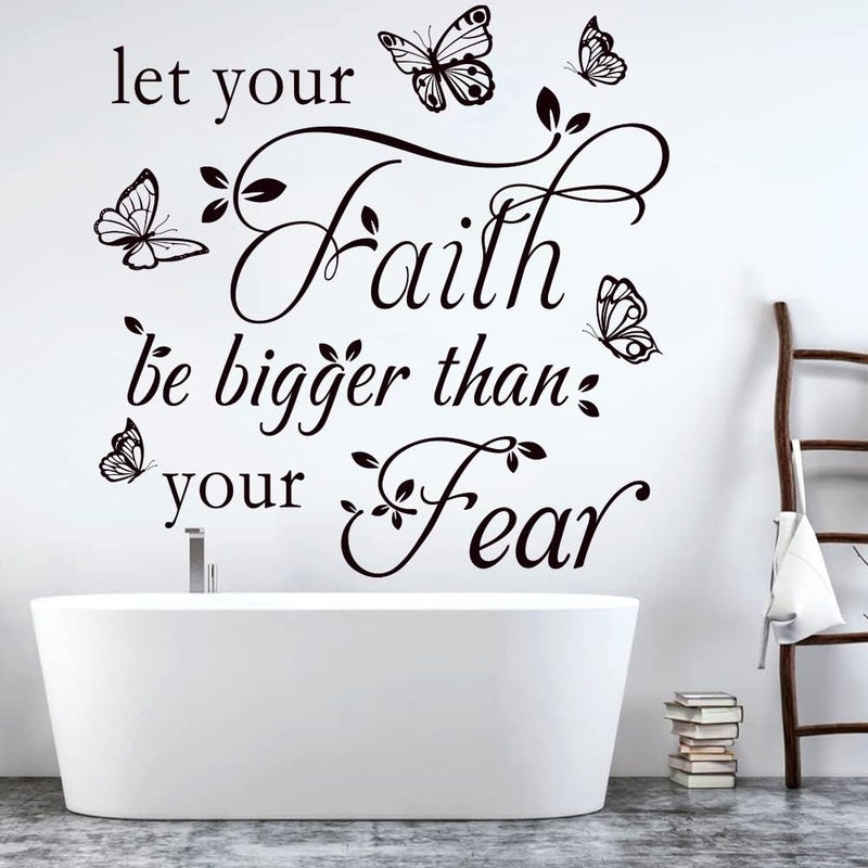 Datesno Inspirational Wall Decal Sticker Quotes Vinyl Wall Stickers Let Your Faith Be Bigger Than Your Fear Motivational Saying Positive Quote Handwriting Art Letters Home Decor - Image 1