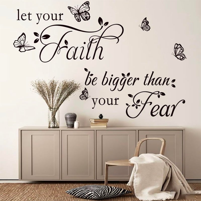 Datesno Inspirational Wall Decal Sticker Quotes Vinyl Wall Stickers Let Your Faith Be Bigger Than Your Fear Motivational Saying Positive Quote Handwriting Art Letters Home Decor - Image 2