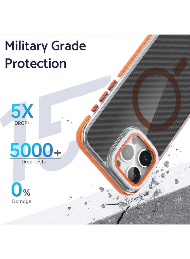 Zaboon Case For iPhone 12 Pro / 12 Magsafe Dual-Color Carbon Fiber Lens Film Phone Case with Lens Fold Holder - Image 3