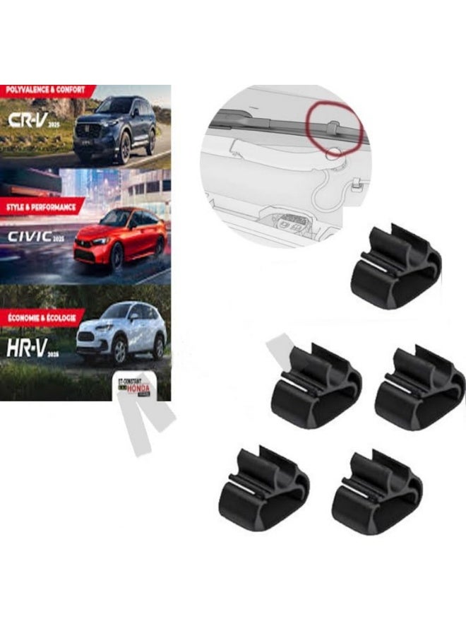 5 Pieces Front Windshield Wiper Arm Spray Nozzle Hose Clips Tube Retainer Made for Honda Civic Accord CR-V HR-V 2023 2024 2025 2026 - Image 2