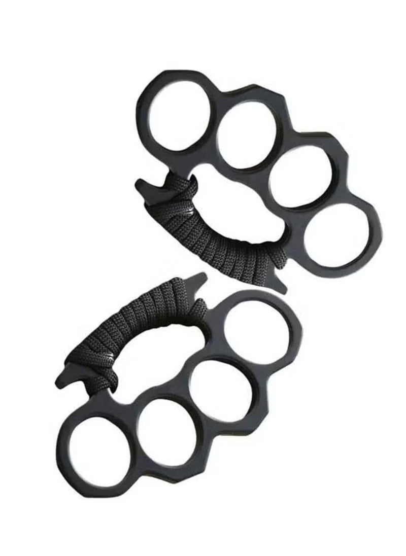 Generic Thickened Finger Tiger Wrapped Rope Iron Fist Head Self Defense Four Finger Hand Buckle  - Image 1