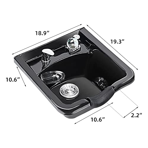 Toriexon Shampoo Bowl for Salons, Black ABS Plastic Shampoo Sink for Home, Easy to Clean and Install Salon Shampoo Bowls for Hair Stylist - Image 2