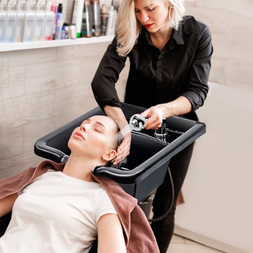 Toriexon Shampoo Bowl for Salons, Black ABS Plastic Shampoo Sink for Home, Easy to Clean and Install Salon Shampoo Bowls for Hair Stylist - Image 3