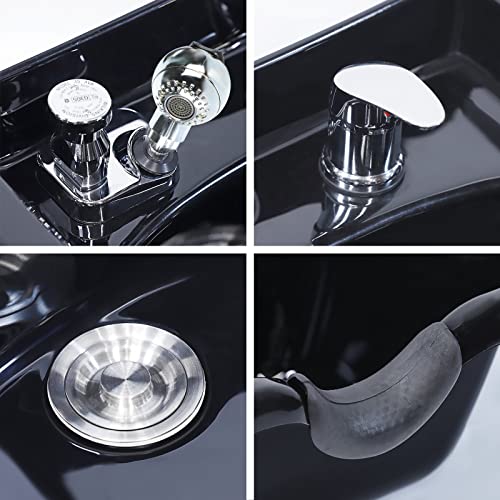 Toriexon Shampoo Bowl for Salons, Black ABS Plastic Shampoo Sink for Home, Easy to Clean and Install Salon Shampoo Bowls for Hair Stylist - Image 5