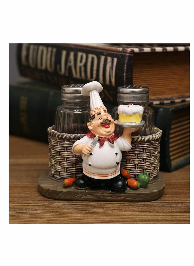 Excefore - Glass Spice Jars Salt and Pepper Shakers Set Chef Statue Decorative Spice Organizer Home Decor Kitchen Crafts for Family Kitchen Restaurant Cafe Bakery Restaurant Seasoning Jar - Image 1