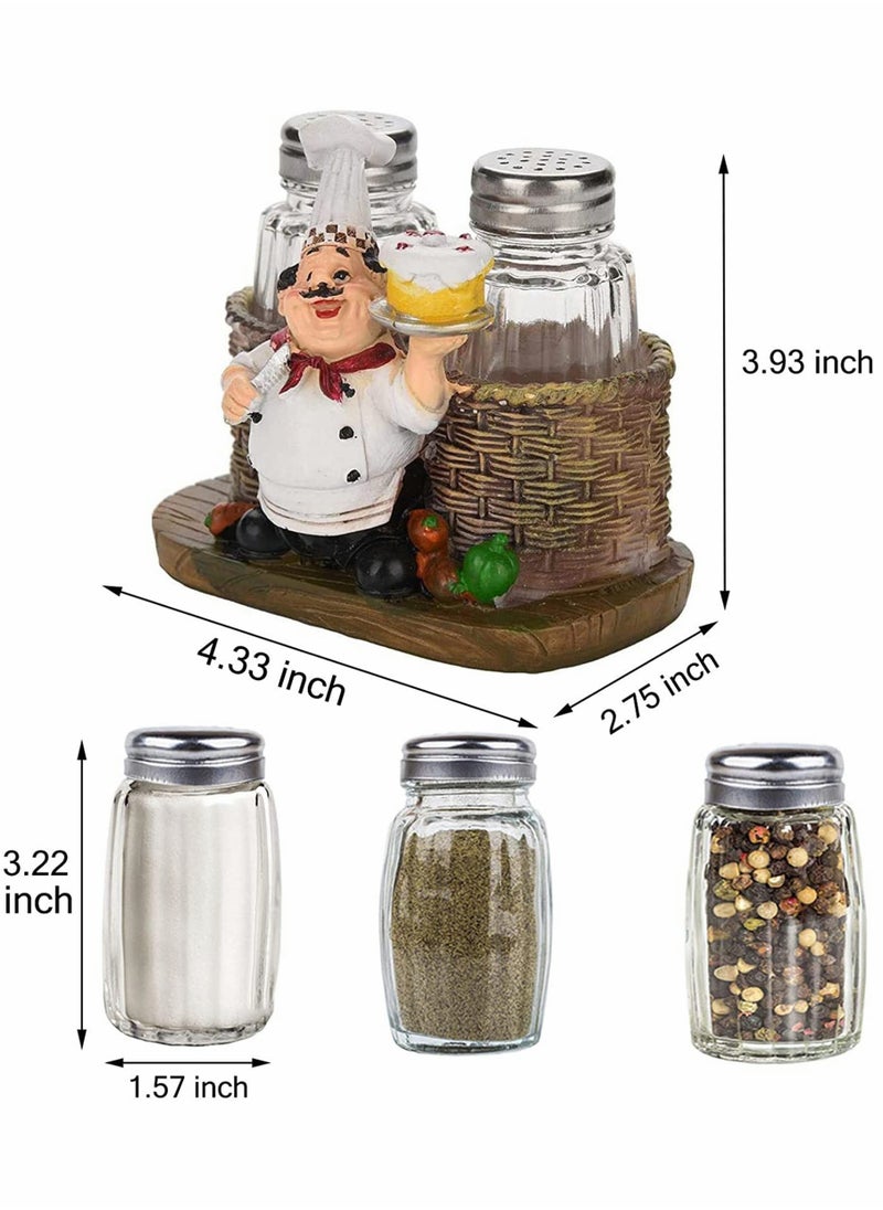 Excefore - Glass Spice Jars Salt and Pepper Shakers Set Chef Statue Decorative Spice Organizer Home Decor Kitchen Crafts for Family Kitchen Restaurant Cafe Bakery Restaurant Seasoning Jar - Image 1