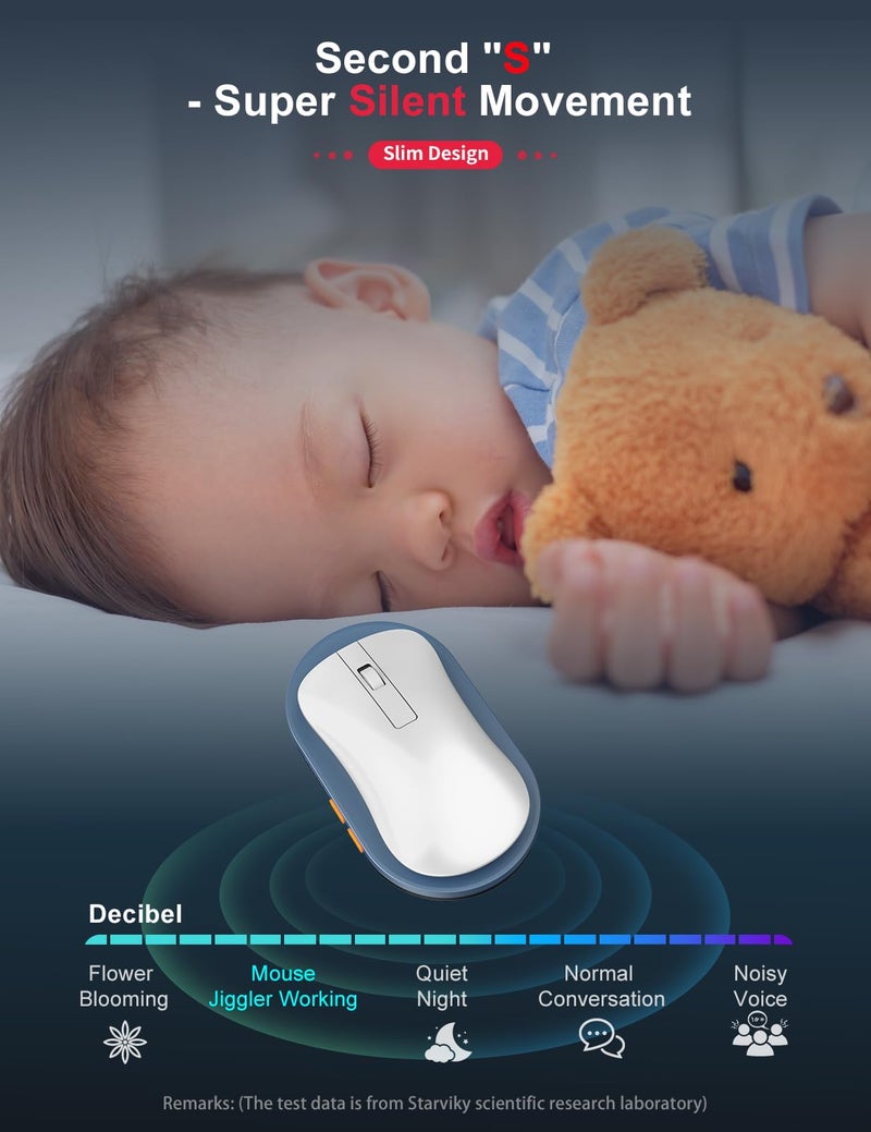 STARVIKY Undetectable Mechanical Mouse Jiggler, Ultra-Slim Mouse Mover, with Random Interval Timer, Driver-Free Mouse Wiggler Shaker Silentlyï¼ˆDark Blueï¼‰ - Image 3