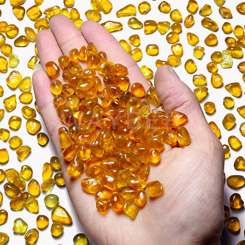WAYBER Glass Stones, 1Lb/460g Irregular Sea Glass Pebbles Non-Toxic Artificial Crystal Stones for Vase Filler/Aquarium Decoration/Gems Displaying/Wishing Bottle Making, Orange - Image 4