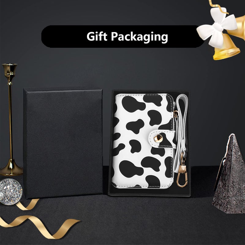 M-Plateau Wallet, Womens card Holder Leather Keychain Wallet With Zipper Coin Pocket ID Window Wrist Strap Gift Box (Cow Print) - Image 2