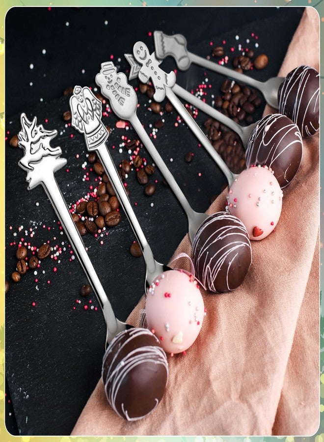 Potchen 24 Pcs Christmas Hot Chocolate Spoons Stainless Steel Tea Coffee Christmas Stirring Spoon for Dessert Cake Candy Mixing Baking Marshmallow Cocoa Bar Supplies(6 Style) - Image 5