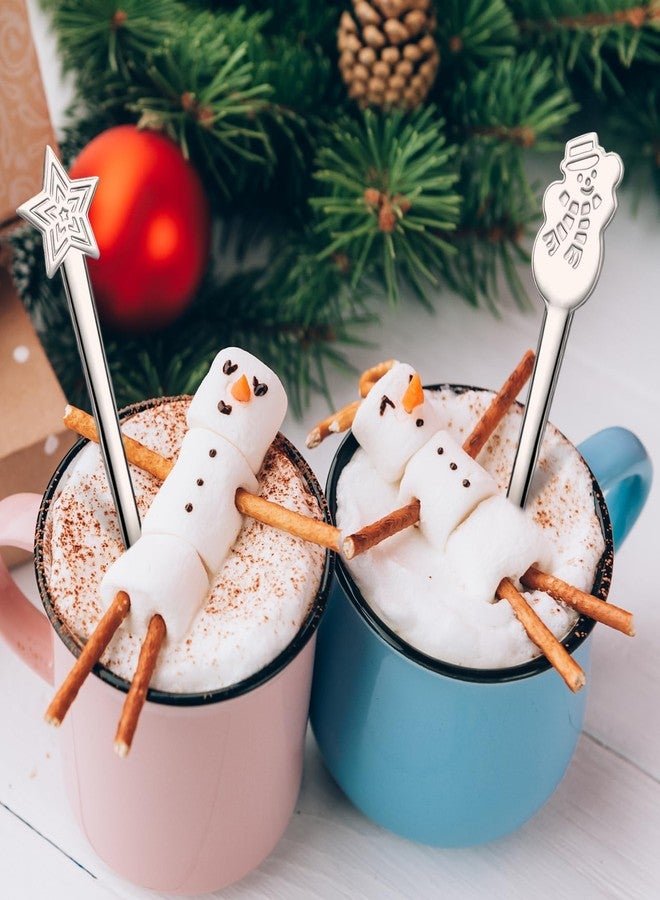 Potchen 24 Pcs Christmas Hot Chocolate Spoons Stainless Steel Tea Coffee Christmas Stirring Spoon for Dessert Cake Candy Mixing Baking Marshmallow Cocoa Bar Supplies(6 Style) - Image 4
