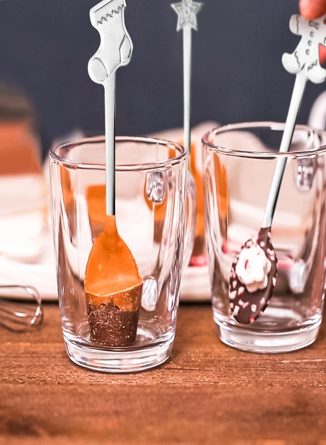 Potchen 24 Pcs Christmas Hot Chocolate Spoons Stainless Steel Tea Coffee Christmas Stirring Spoon for Dessert Cake Candy Mixing Baking Marshmallow Cocoa Bar Supplies(6 Style) - Image 3