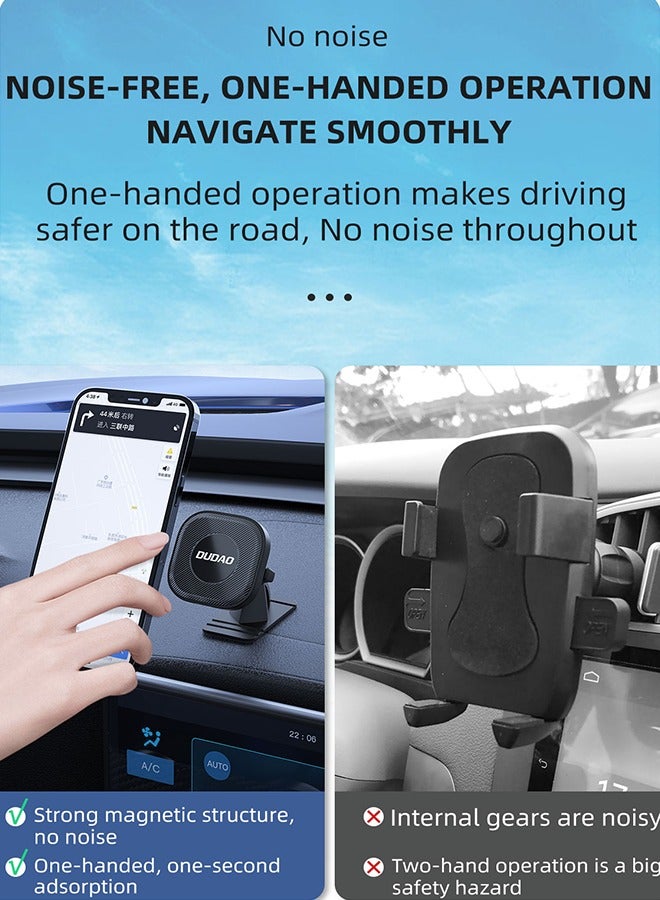 DUDAO Magnetic Car Phone Holder, Dashboard Car Mount, 360° Rotation, Strong Grip for All Smartphones, with Two Magnetic Stickers - Image 4