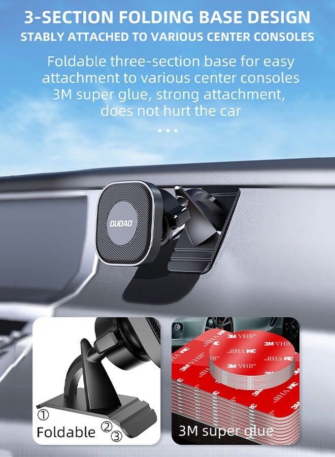 DUDAO Magnetic Car Phone Holder, Dashboard Car Mount, 360° Rotation, Strong Grip for All Smartphones, with Two Magnetic Stickers - Image 5