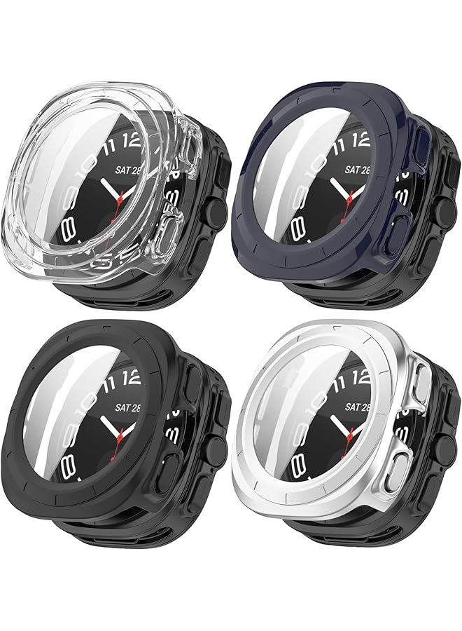 erorex 4 Pack Hard Pc Cover And Tempered Glass Screen Protector For Samsung Galaxy Watch 7 Ultra 2024 47Mm Hd Tempered Glass Scratch Resistant Protective Cover For Galaxy Watch 7 Ultra 47Mm  - Image 1