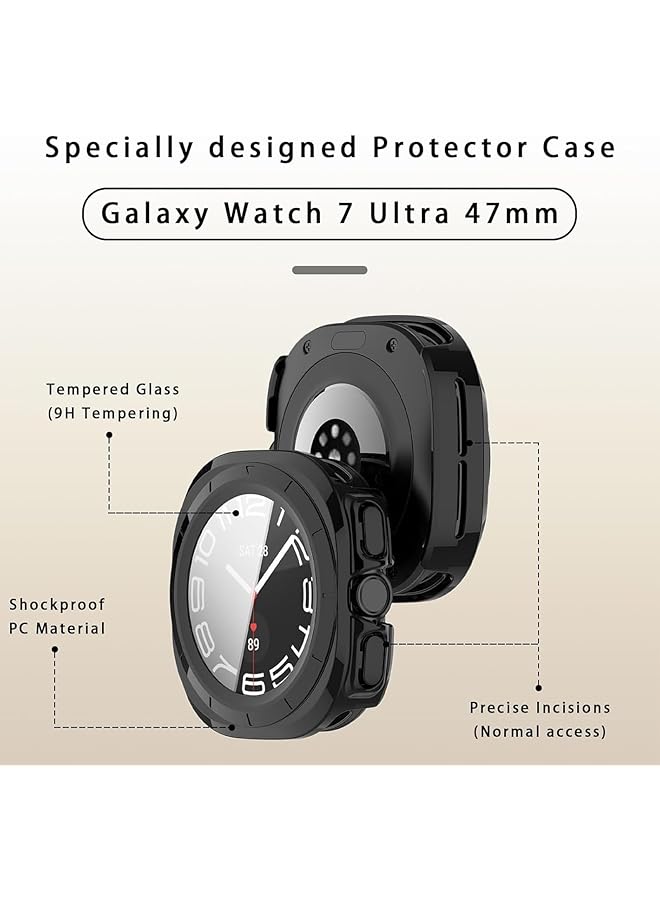erorex 4 Pack Hard Pc Cover And Tempered Glass Screen Protector For Samsung Galaxy Watch 7 Ultra 2024 47Mm Hd Tempered Glass Scratch Resistant Protective Cover For Galaxy Watch 7 Ultra 47Mm  - Image 2