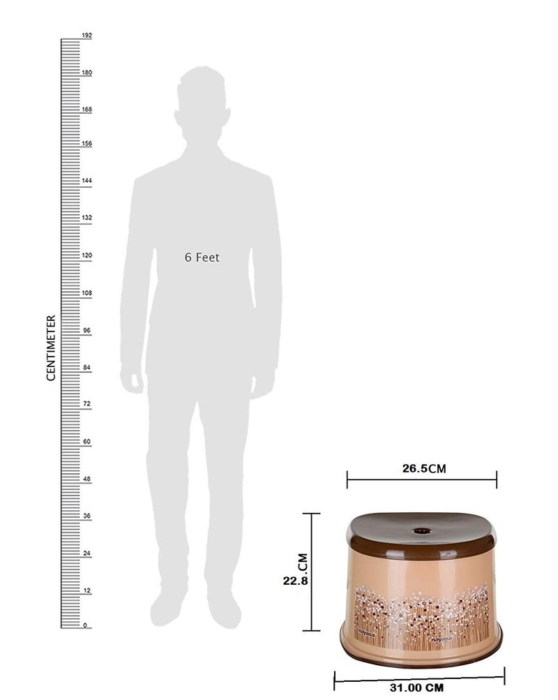 Nayasa Funk Square DLX 4 Pcs Bathroom Set (Bucket 25 L+Mug 1.5 L+Stool+Soap Case) Brown, Plastic - Image 5