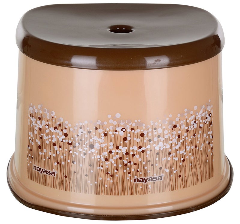 Nayasa Funk Square DLX 4 Pcs Bathroom Set (Bucket 25 L+Mug 1.5 L+Stool+Soap Case) Brown, Plastic - Image 4