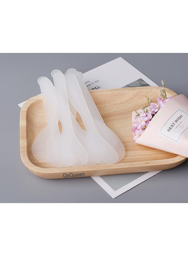 QsQueen 100 Pcs Of White Color Cosmetic Spatula For Makeup Face Mask Plastic Spoon Disposable Makeup Tools For Mixing And Sampling 4.88'' X 1.06”/Spatulas Skin Care Facial Cream Mask Spatula - Image 5