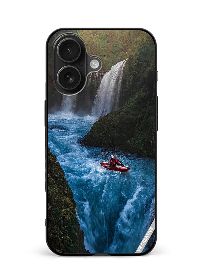 VR CREATIVE Protective Case Cover For Apple iPhone 16 Plus Bluish Waterfall Design Multicolour