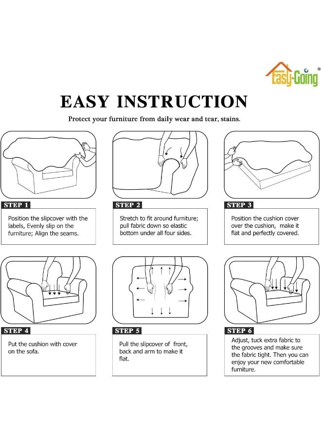 Easy-Going EasyGoing 2 Pieces Microfiber Stretch Sofa Slipcover  Spandex Soft Fitted Sofa Couch Cover Washable Furniture Protector with Elastic Bottom KidsPet Oversized Sofa Chocolate - Image 4
