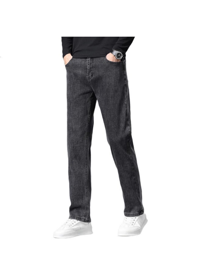 ROMON Jeans For Men, Autumn And Winter Business Casual Trousers, Sports Slim Straight-Leg Pants, Men'S Clothing Lm206 Gray 32 - Image 1