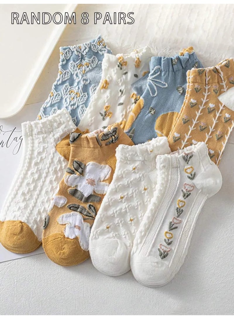 8 Pairs of Women’s Ditsy Floral Ankle Socks (Random Assortment) - Image 4