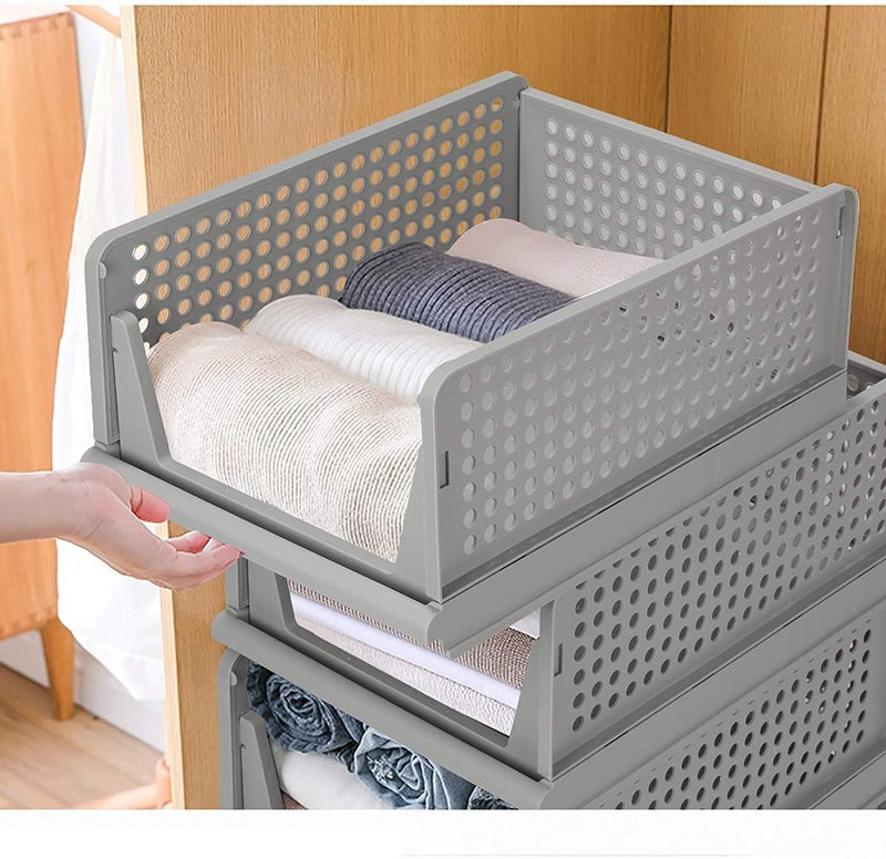 SHRUTI Clothes Organizer For Wardrobe Cupboard Organizer Foldable Clothes And Stackable Closet Organizer Drawer Organizer For Clothes Almirah Space Organizer For Cupboard Pack of 2 Grey - Image 4