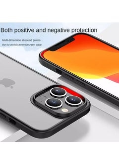 Dexmon Iphone 14 (6.1) Case Metal Button and Camera Framed Edges Silicone Back Hard Titanium Case  - Image 3