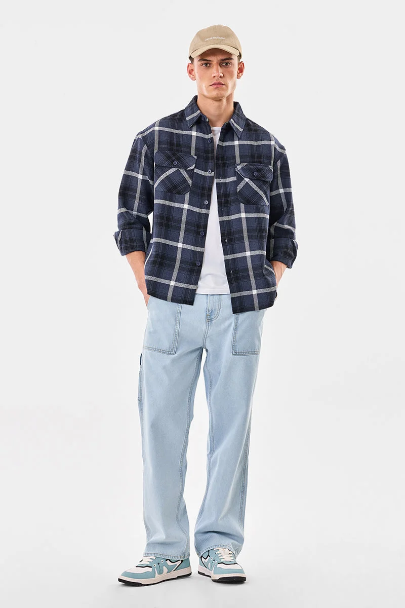 SNITCH Double Pocket Relaxed Fit Plaid Overshirt