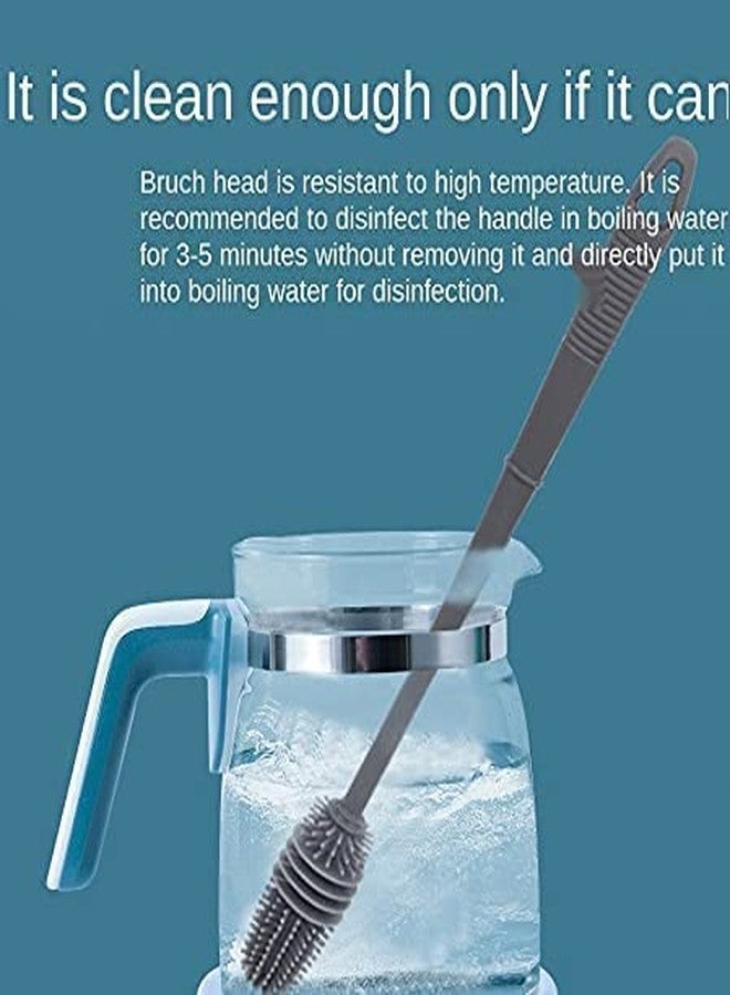 RIVUGJA Bottle Mug Brush | Silicone Long Handle Flexible Cleaner Brush | Brush for Washing Water Bottle, Narrow Neck Containers, Hydro Flask, Vacuum Sports Bottles Vase and Glassware (Grey)- 1 PCS - Image 3