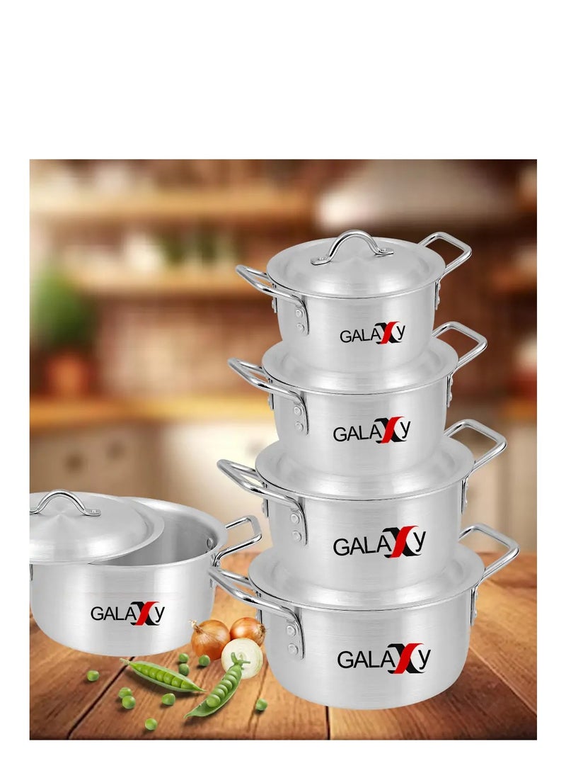 Galaxy 5-Piece Aluminium Metal Finish Casserole Set with Lids